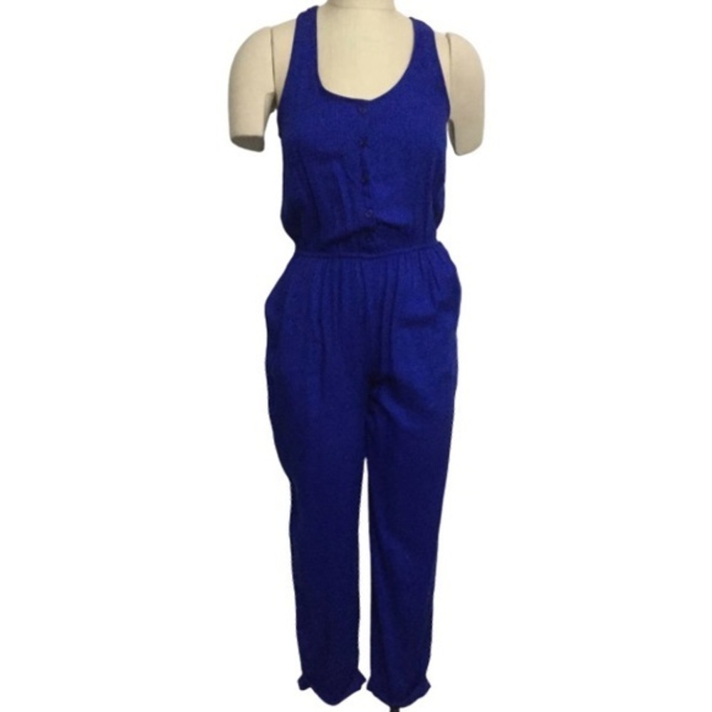 NWT Aqua Cropped Cuffed Cobalt Jumpsuit Sz Small